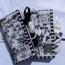 Load image into Gallery viewer, Jollybaby Animals Tails Cloth Book - Black and White
