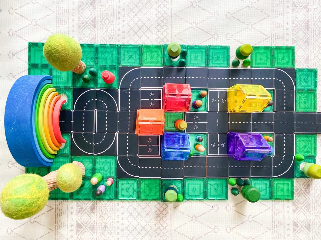 Learn & Grow Magnetic Tile Topper- Road Pack (40 Piece)
