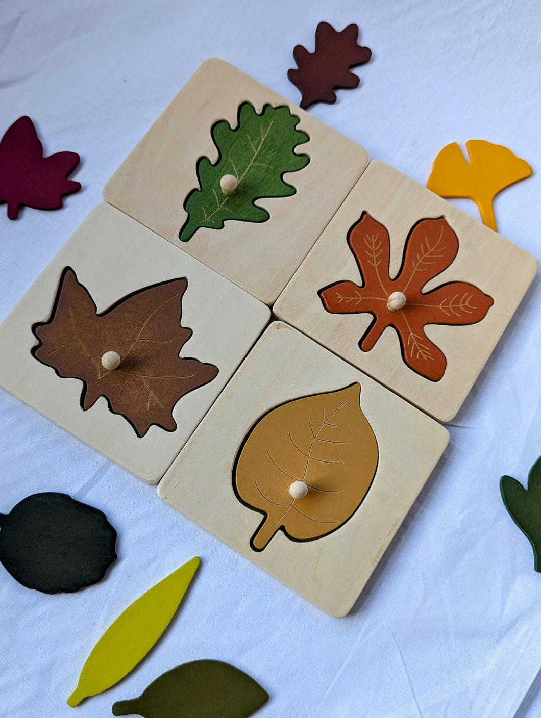 Montessori Wooden Leaf Puzzle- Set of 4